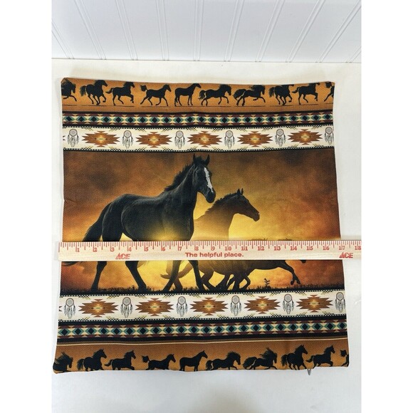 Pair NEW Pillow Covers  Aztec Native Horses Western  17x17 Zip Closure. Colorful - Picture 7 of 8